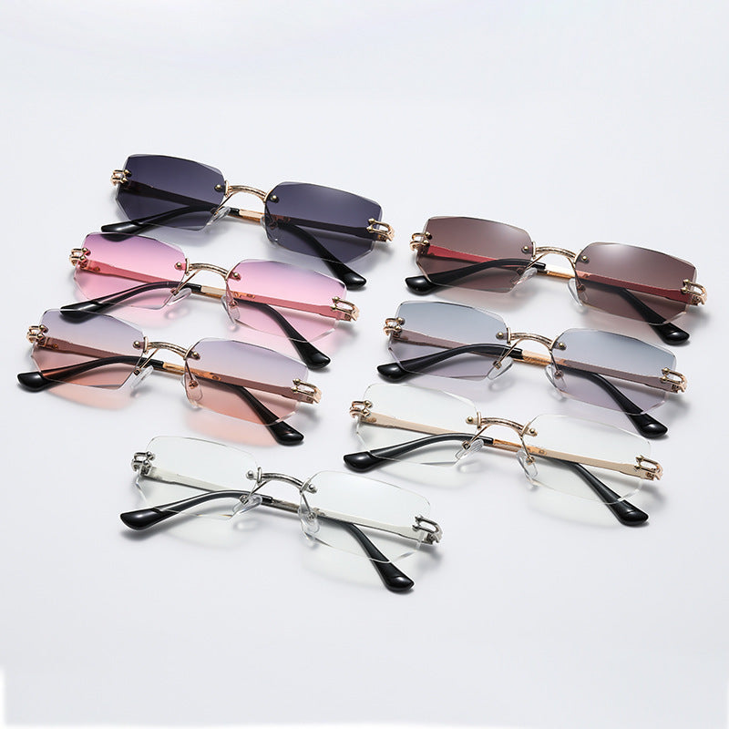 Women's Fashion Polygon Cut Rimless Sunglasses