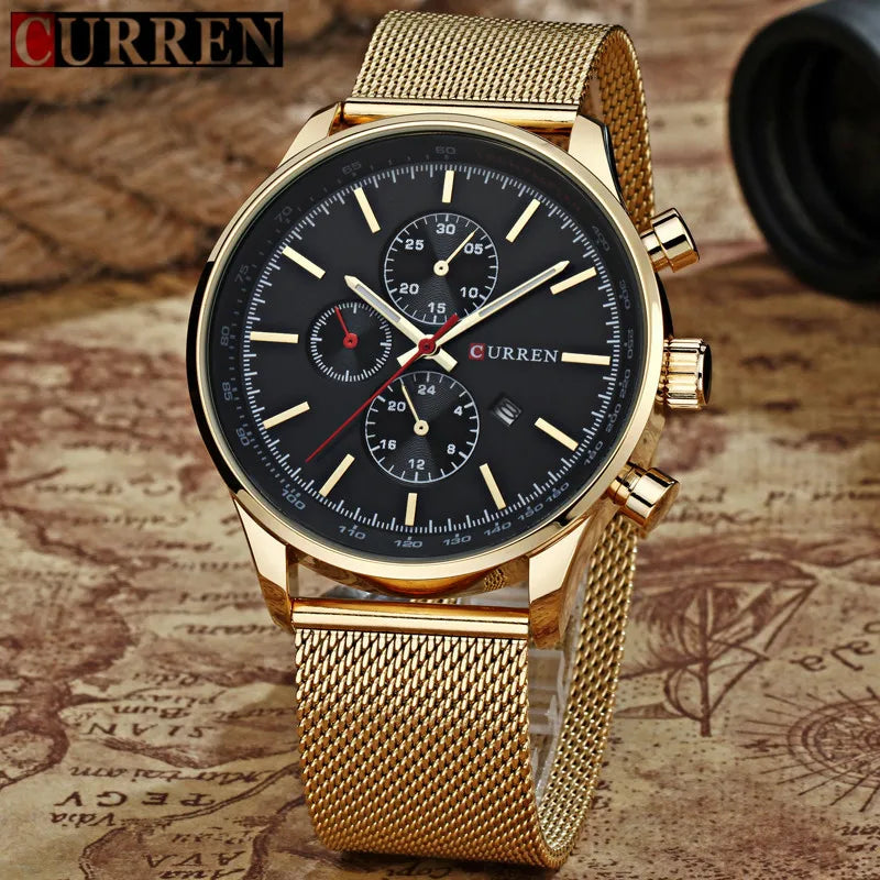 Fashion Watch men Luxury top brand steel men watch waterproof Wristwatch Men Clock quartz watch gold sports casual CURREN 8227