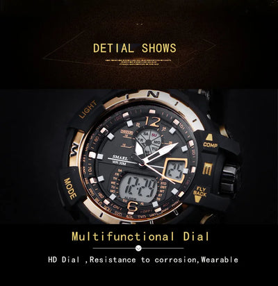 SMAEL Sport Watch Men Big Dial LED Digital Quartz Wrist Watches Men's Top Brand Luxury Digital-watch Military Army Clock Male