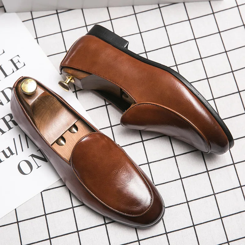 Yomior New Brand Fashion Summer Men Shoes British Casual Formal Dress Loafers Slip-On Breathable Business Wedding Barber Flats