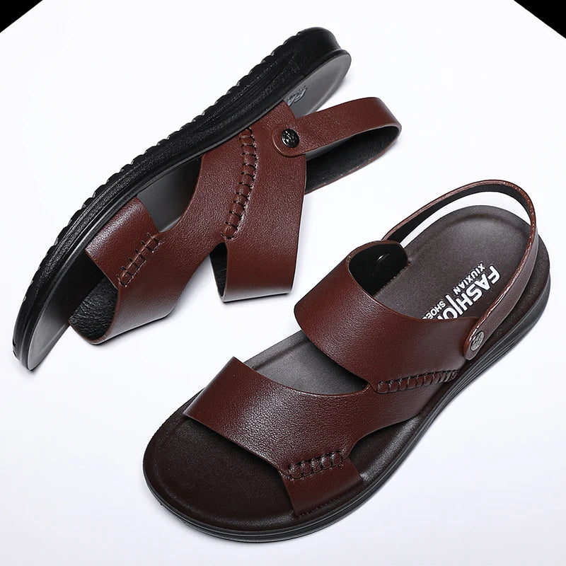 Yomior New Genuine Cow Leather Summer Men Shoes Casual Slip