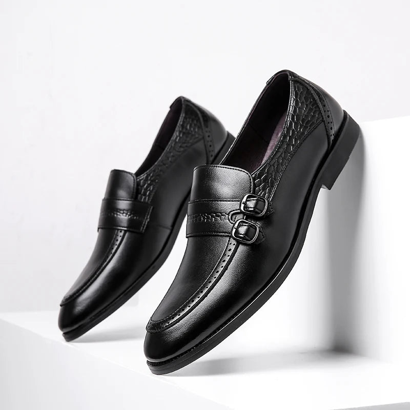 Yomior Brand New Italian Autumn Fashion Men Casual Shoes Formal Dress Loafers Business Wedding Pointed Toe Slip-On Brogue Shoes