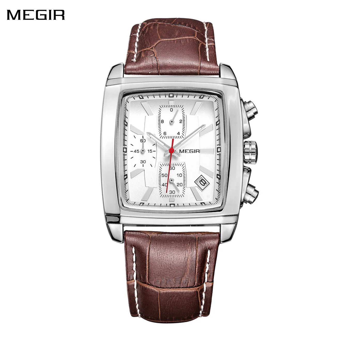 MEGIR Watch Men Business Wristwatch Rectangle Quartz Military Watches Waterproof Luminous Leather Casual Moda Clock Reloj Hombre