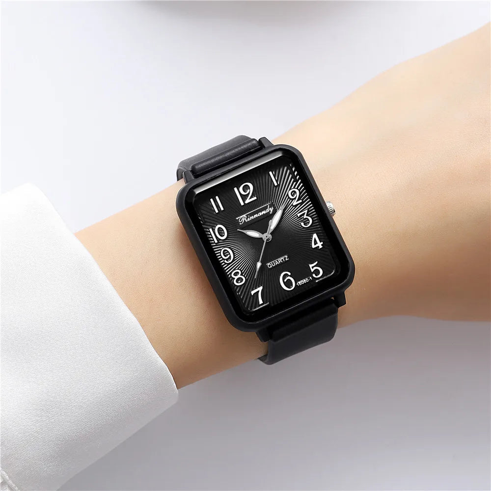 Fashion Lady Hot Sales Brands Watches Leisure Rectangle Digital Simple Women Quartz Watch Sports Silicone Strap Ladies Clock