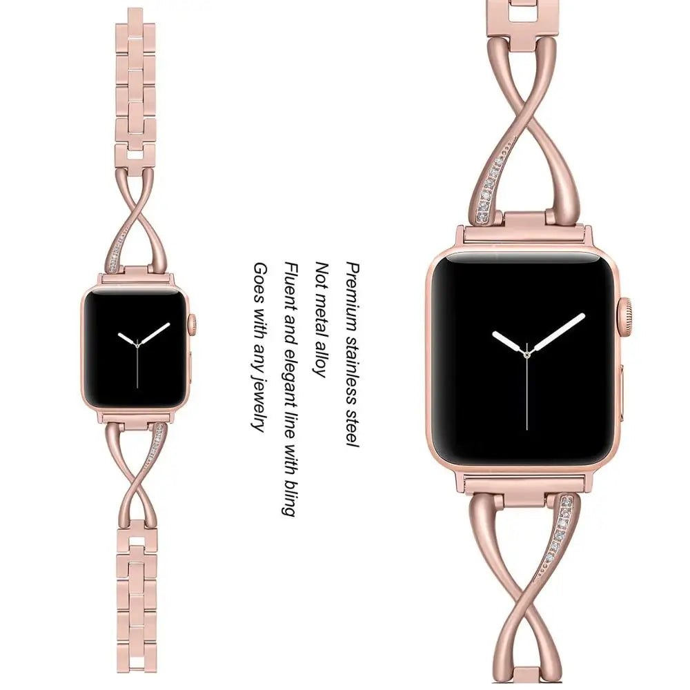 Stainless steel strap for Apple watch band 40mm/44mm iWatch band 38mm/42mm Diamond Metal bracelet Apple watch series 6 5 4 3 se