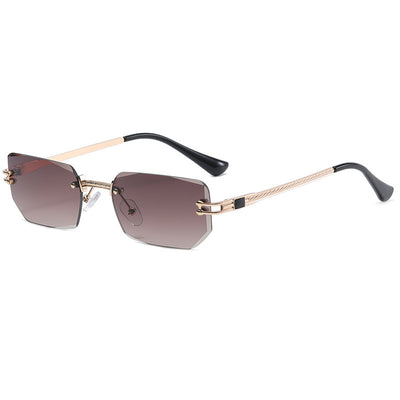 Women's Fashion Polygon Cut Rimless Sunglasses